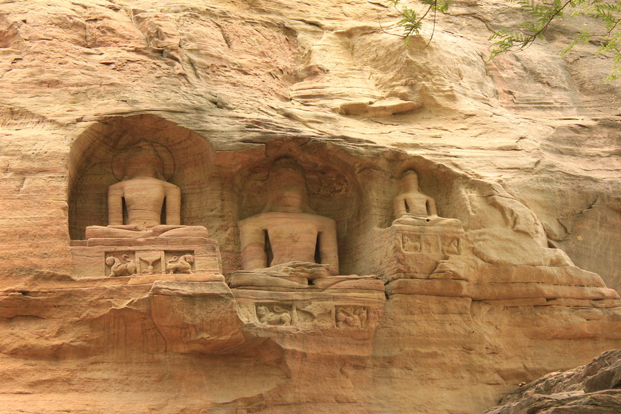 Rock cut Tirthankara statues in Gwalior