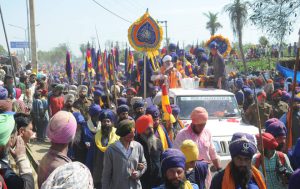 Nihangs hold a procession at the Hola Mohalla festival at Anandpur Sahib on March 13, 2017