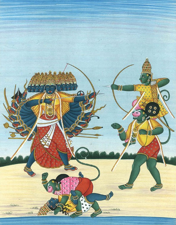 Painting depicting Lord Rama Killing Ravana