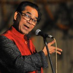 Poet Ashok Chakradhar at event organised on the inaugural day of the 44th Rose Festival at the Rose Garden in Sector 16, Chandigarh, on February 19. 2016.