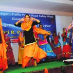 Policewomen perform giddha during the closing ceremony of Road Safety Week at the Traffic Lines autitorium in Sector 29, Chandigarh