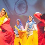 Schoolchildren perform during the Republic Day celebrations at Tagore Theatre in Chandigarh