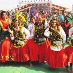 Students from different states of the country dance during a national integration camp of the Bharat Scouts and Guides in Talwandi Sabo, Bathinda