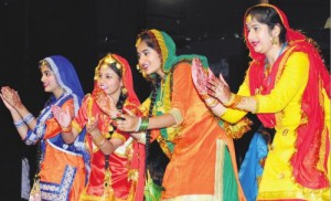 Students of Golden Bella Public School Sector 77 Mohali present giddha during annual function at Tagore Theatre in Chandigarh