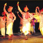 Students of Khalsa College perform Jhumar Dance during the Youth Theatre Festival at Virsa Vihar in Amritsar