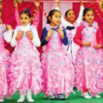 Students of Victoria Public Senior Secondary School perform on the school permises at Lehra village near Ahmedgarh