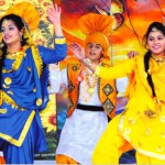 Students perform bhangra at the annual function of Cambridge International School in Jalandhar