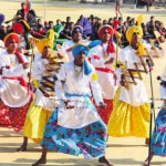 Students present a bhangra performance during the inaugural ceremony of the 60th State School Handball Tournament at St Xaviers School in Bathinda