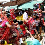 Women celebrate Holika Dahan a day before Holi in Gurgaon