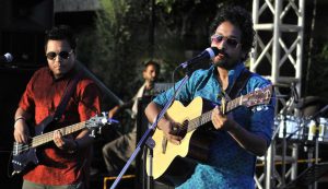 A band in action at the Kasauli Rhythm and Blues music festival in Himachal Pradesh on Saturday, April 15.