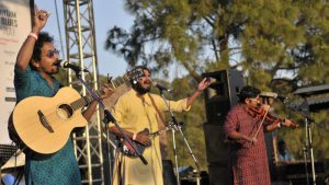 A band performing at the Kasauli Kasauli Rhythm and Blues music festival in Himachal Pradesh on Saturday, April 15.