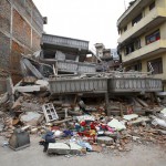 A collapsed building is pictured after an earthquake hit, in Kathmandu, Nepal, on April 25, 2015