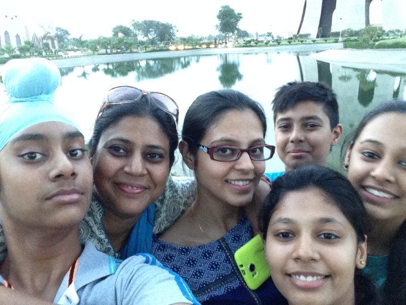 A family group selfie at Fateh Burj, Mohali