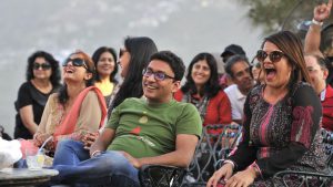 Audience at the Kasauli Rhythm and Blues music festival in Himachal Pradesh on Saturday, April 15.
