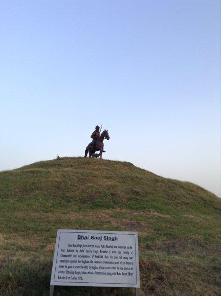 Bhai Baaj Singh statue at Baba Banda Singh Bahadur war memorial