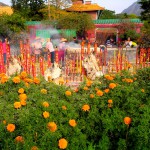 Buddhist devotee at Po Lin Monastery