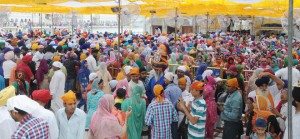 Devotees queue up to pay obeisance at the Golden Temple in Amritsar on the Baisakhi