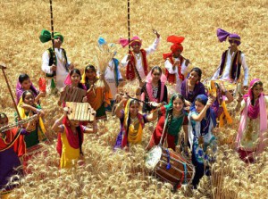 People perform Bhangra and Gidda on the occassion of Baisakhi