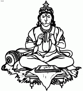 Ram Bhagat Hanuman Coloring Page