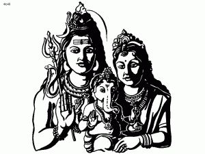 Shiva Parvati Ganesha Coloring Page