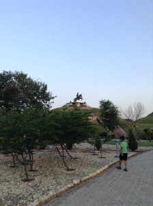 Small mounts with statues of great sikh warriors at Fateh Burj, Mohali