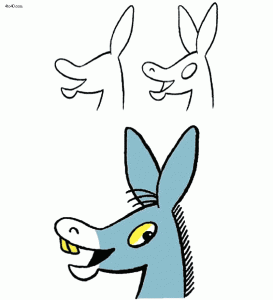 How to draw a donkey face