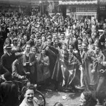 A crowd celebrates VE-Day in Montreal, Quebec, May 8, 1945, in this handout photo provided by Library and Archives Canada.