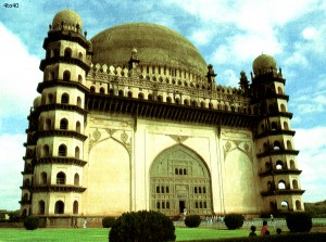 Gol Gumbaz is the mausoleum of king Mohammed Adil Shah, Sultan of Bijapur. Construction of the tomb, located in Vijayapura, Karnataka, India, was started in 1626 and completed in 1656. The name is based on Gola gummata derived from Gol Gombadh meaning "circular dome". It follows the style of Deccan architecture.