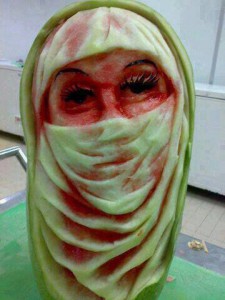 Watermelon Carving Girl Face