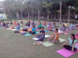 Devender Singh Yoga Teacher Conducts Yoga Session at DDA Sports Complex Rohini, New Delhi 19th June, 2015