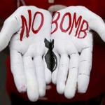 A student shows the word ‘No Bomb’ written on her palm during a peace rally to commemorate the 70th anniversary of the atomic bombings of the Japanese cities of Hiroshima and Nagasaki, in Mumbai, India, on August 6, 2015.