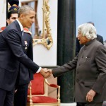 Former President APJ Abdul Kalam with US President Barack Obama in New Delhi when the latter visited India in January 2015.