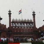 Birds fly as tricolour flatters during the 70th Independence Day function at the historic Red Fort in New Delhi on Monday.