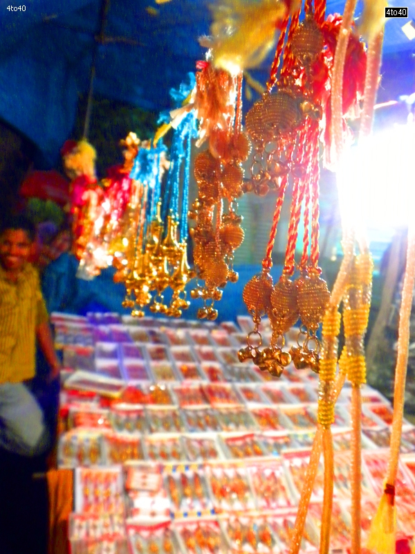 Raksha Bandhan - a popular Hindu festival. Picture displays a Rakhi shop in Rohini, New Delhi, India