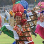 School students performing during the 69th Independence Day function at Guru Nanak Stadium in Ludhiana