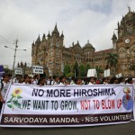 Students participate in a peace rally to commemorate the 70th anniversary of the atomic bombings of the Japanese cities of Hiroshima and Nagasaki, in Mumbai, India, on August 6, 2015.