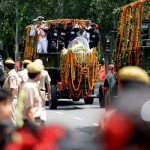 The body of former President APJ Abdul Kalam is transported from the airport to his house in New Delhi on July 28, 2015.