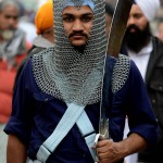 A Sikh man participates in a Nagar Kirtan, a religious procession, in New Delhi on November 24, 2015, on the eve of the birth anniversary of Guru Nanak Dev