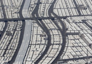 An aerial view of the tents of Muslim pilgrims is seen on the second day of Eid al-Adha in Mina, near the holy city of Mecca, during the annual haj pilgrimage on September 25, 2015