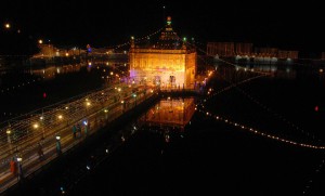 An illuminated temple on the eve of Janmashtami, a festival that marks the birth anniversary of the Hindu Lord Krishna, in Amritsar on September 4, 2015