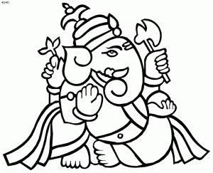 Chaturbhuj Bhagwan Ganesh Coloring Page