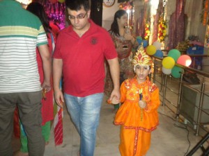 Children dress as Bal Krishna on the occasion of Janmashtami