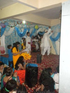 Children performing Sudama Krishna act during Janmashtami celebrations in Rohini New Delhi