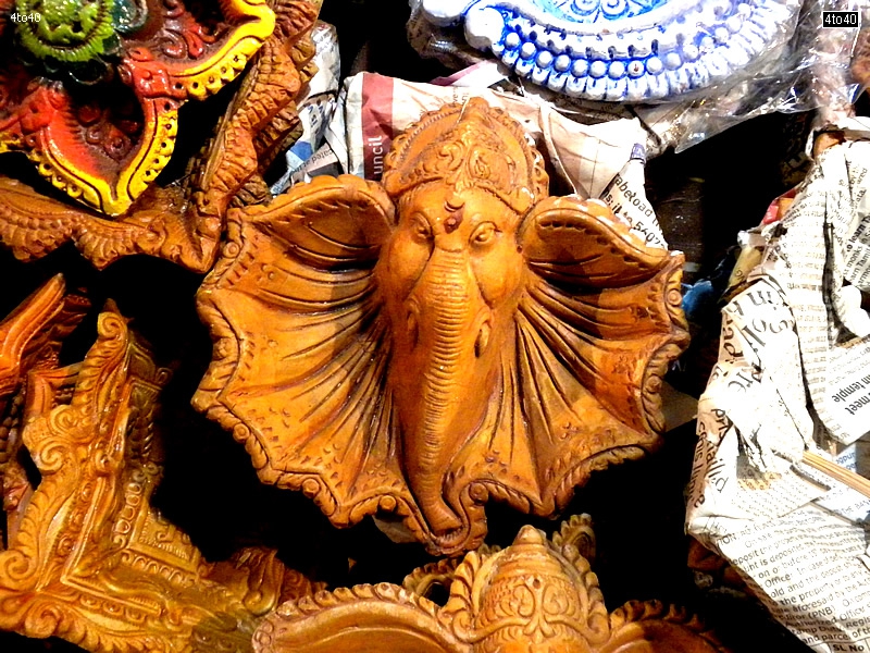 Clay statue of Ganapati for home decoration