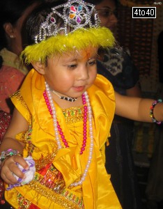 Dressed as Hindu God Krishna