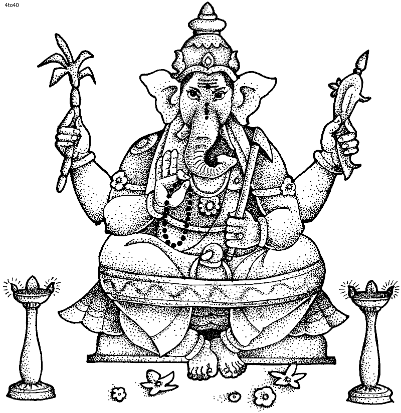 Ganesh Chaturthi Pooja coloring image