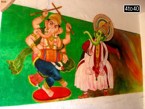 Ganesh ji wall painting as Kathakali Dancer