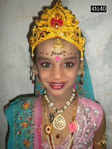 Hindu girl depicting as Radharani on Janmashtani celebration