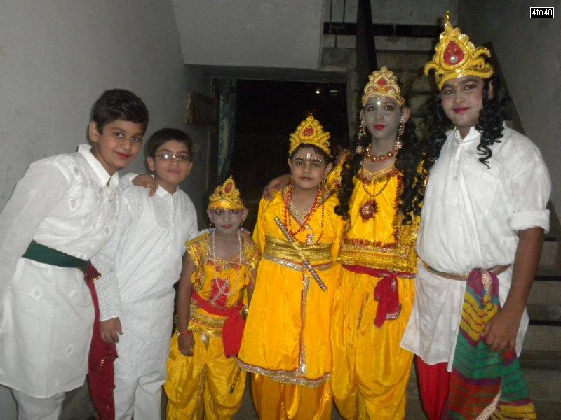 Tejas Tuli, Pulkit Seth, Venu Madan, Tushar Seth, Kanishk Chadha prepared for Janmashtami festival stage show at Cosy Apartments, Sector 9, Rohini, New Delh