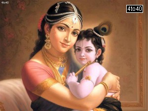 Wall calendar picture of Maa Yashoda and Bal Krishna